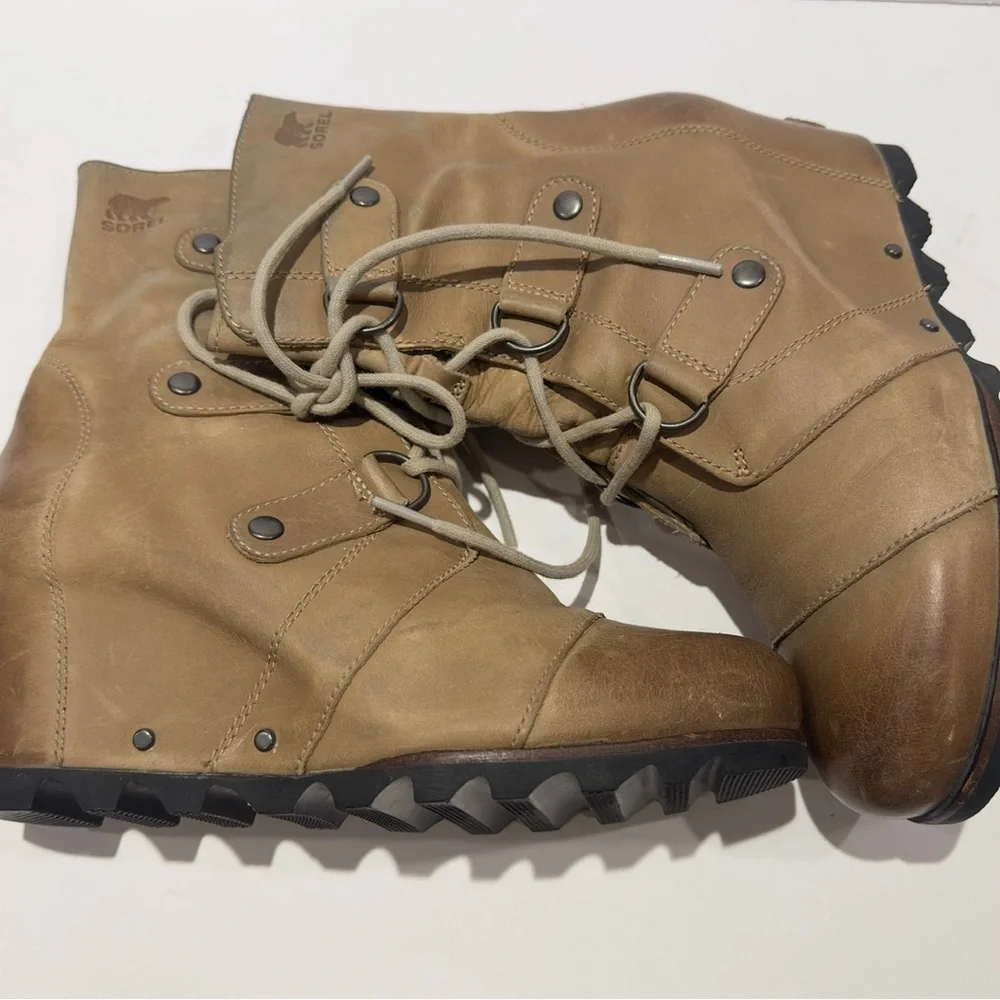 Sorel Women's Joan Of Artic Wedge ll Ash Brown Leather Boots - Picture 6 of 9